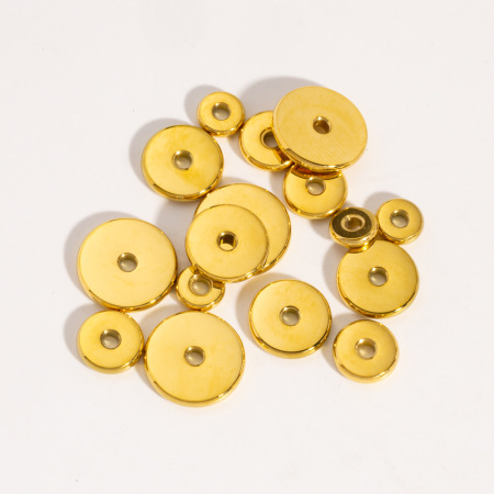Perles d'espacement rondes en acier inoxydable doré, couleur unie, série simple à faire soi-même