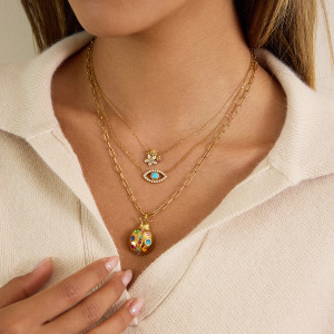 Colliers Pendentifs Pour Femmes En Acier Inoxydable, Couleur Or, Avec Strass, En Forme D'Insectes Mignons h5 Image3
