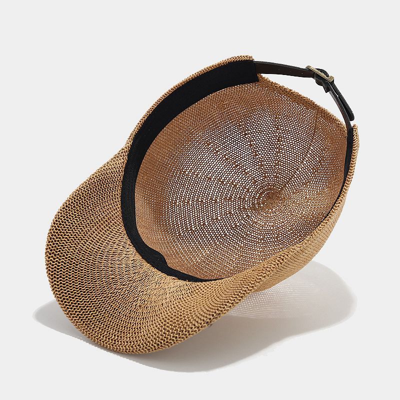 Casquette De Baseball En Paille Ajourée, Couleur Unie Décontractée, Pour Femme Image4