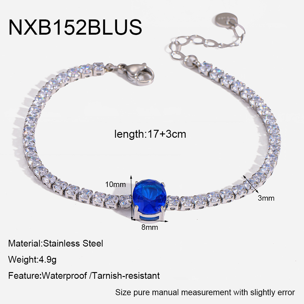 Bracelet Chaîne Élégant Et Luxueux En Acier Inoxydable, Forme Elliptique, Couleur Or, Avec Zircon, Pour Femme.