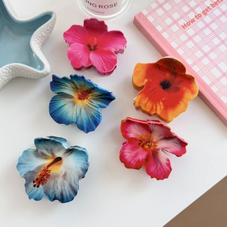Pinces à cheveux pour femmes en PVC à dégradé de couleurs, collection romantique Sweet Flower 2