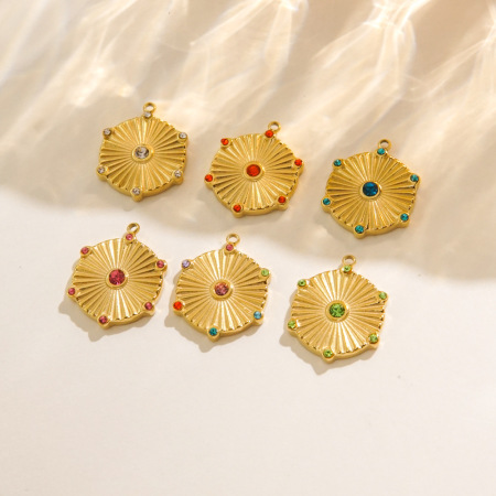 Pendentifs pour femmes en acier inoxydable, couleur or, forme géométrique, à faire soi-même, série classique