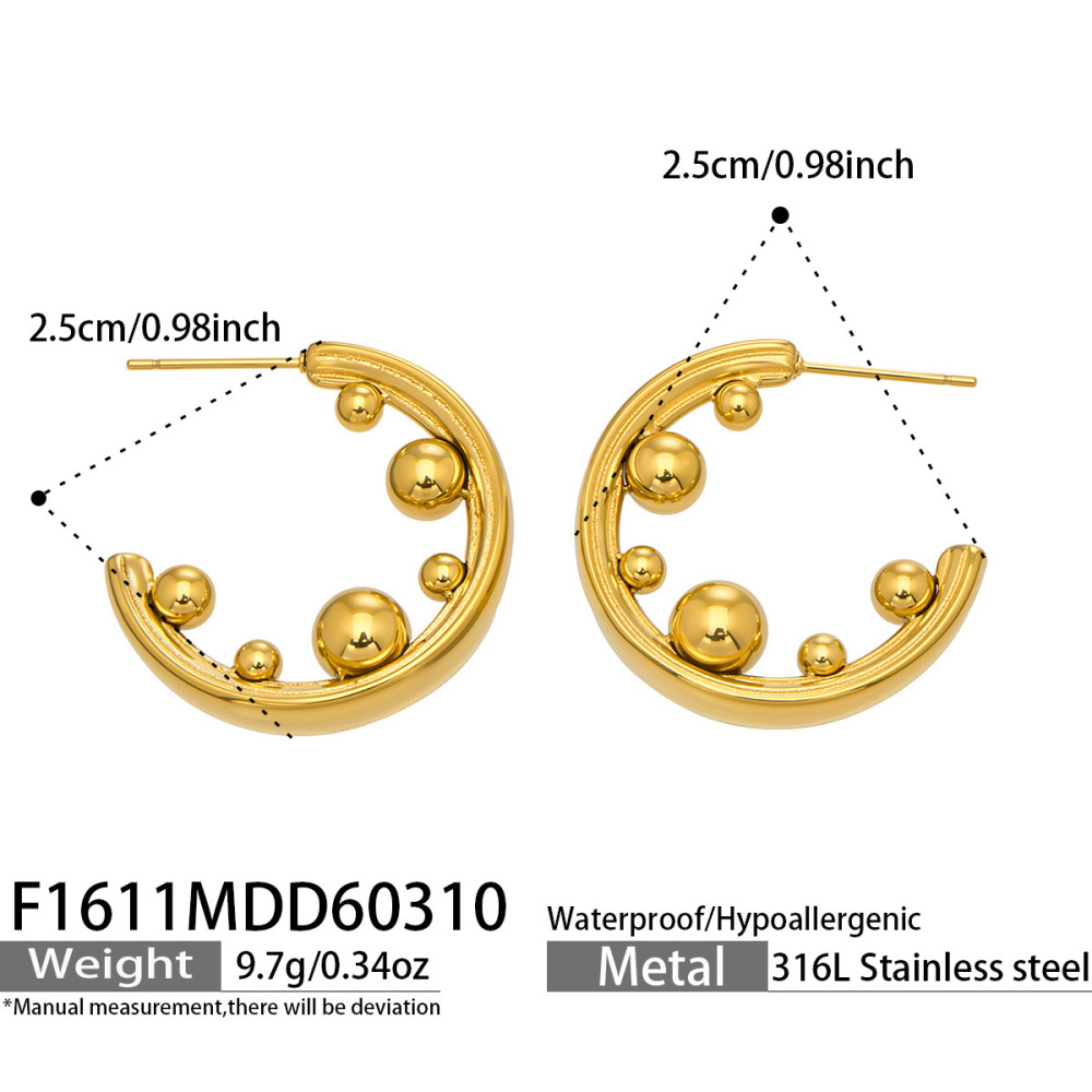 Boucles D'Oreilles Créoles Pour Femmes, En Acier Inoxydable, Étanches, Couleur Or, Forme Simple En C