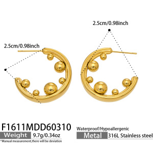 Boucles D'Oreilles Créoles Pour Femmes, En Acier Inoxydable, Étanches, Couleur Or, Forme Simple En C h5