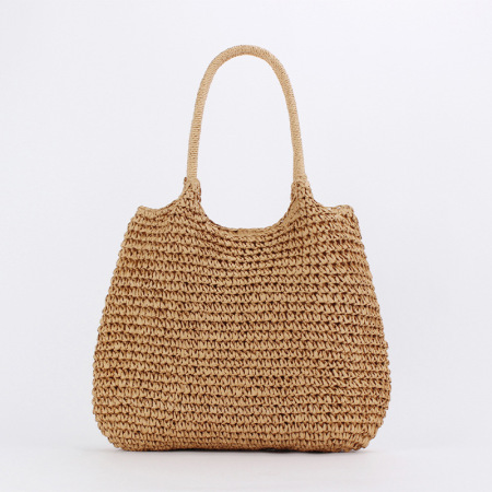 Sac fourre-tout femme en papier tissé uni style vacances