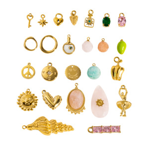 Pendentifs Pour Femmes, Style Océanique, En Acier Inoxydable, Couleur Or, À Faire Soi-Même, Motif Goutte D'Eau Et Soleil. Collection Simple Series. h5 Image5