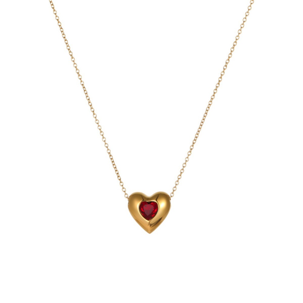 Collier Chaîne Cœur Simple Pour Femme, En Acier Inoxydable Étanche Couleur Or Image5