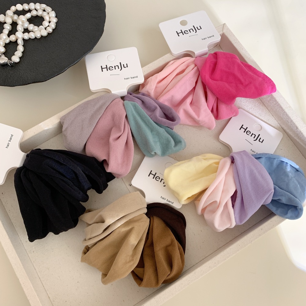 Élastiques À Cheveux En Coton Uni Pour Femmes, À Porter Au Quotidien Image4