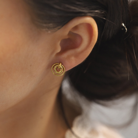 Ensembles de colliers pour femmes en acier inoxydable imperméable, couleur or, à motif cercle simple 2