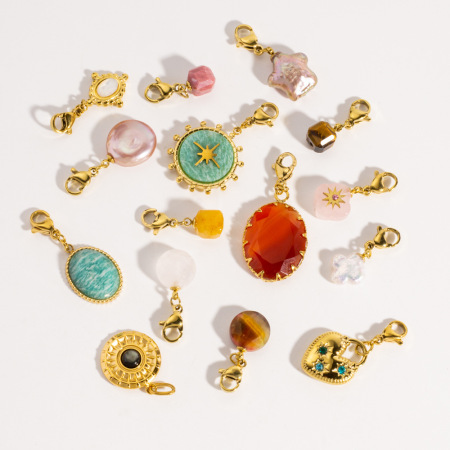 Pendentifs pour femmes, collection romantique, forme irrégulière, pierres naturelles, couleur or, à faire soi-même 2