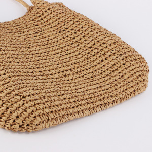 Sac Fourre-Tout Femme En Papier Tissé Uni Style Vacances h5 Image3