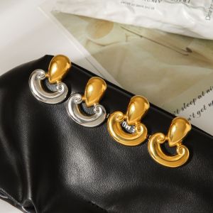 Boucles D'Oreilles Puces Pour Femmes, En Acier Inoxydable, Couleur Or, Motif Cœur Simple h5 Image3
