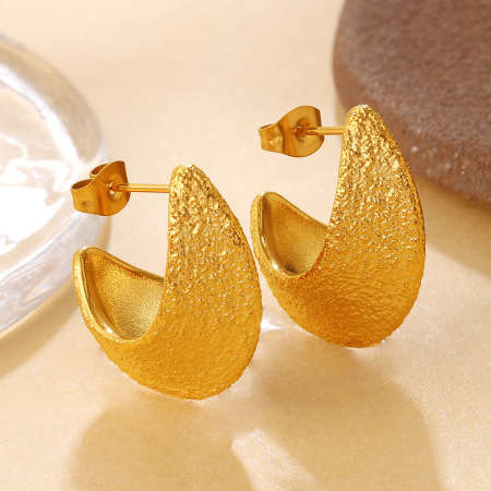 Boucles d'oreilles puces pour femmes en acier inoxydable, forme lune, couleur or, étanches