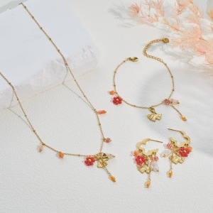 Ensembles De Bijoux Pour Femmes Simple Series Daily Flower En Acier Inoxydable Étanche Couleur Or h5 Image3