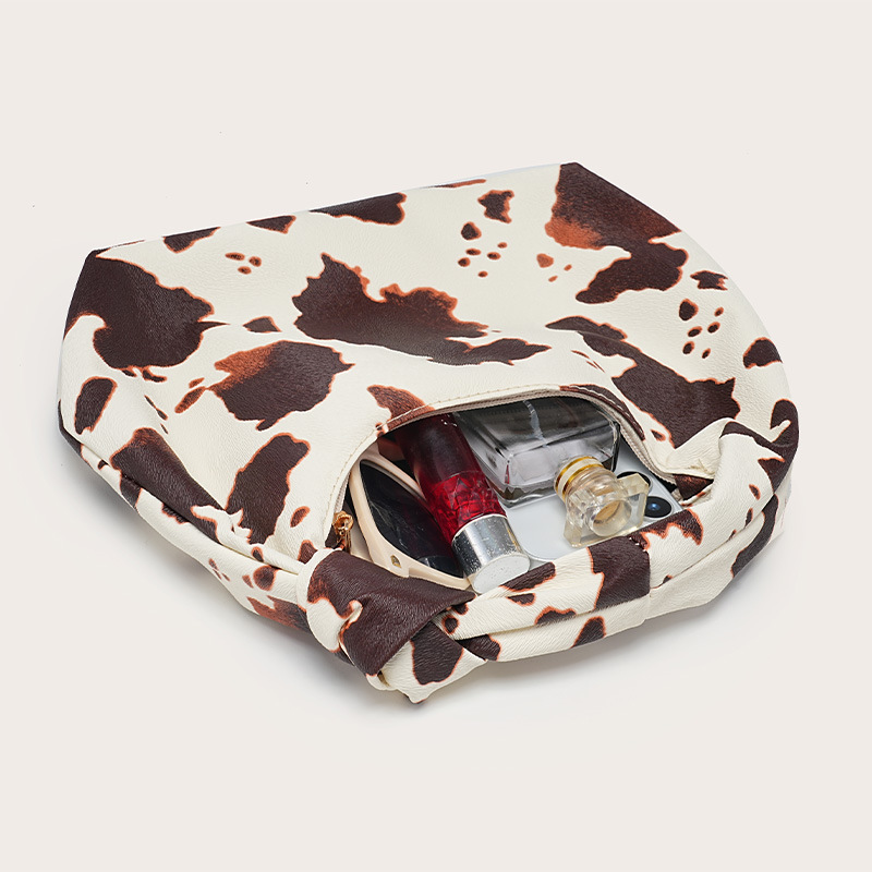 Sacoche De Bras Pour Femme En Pu Imprimé Motif Vache Style Streetwear Image4