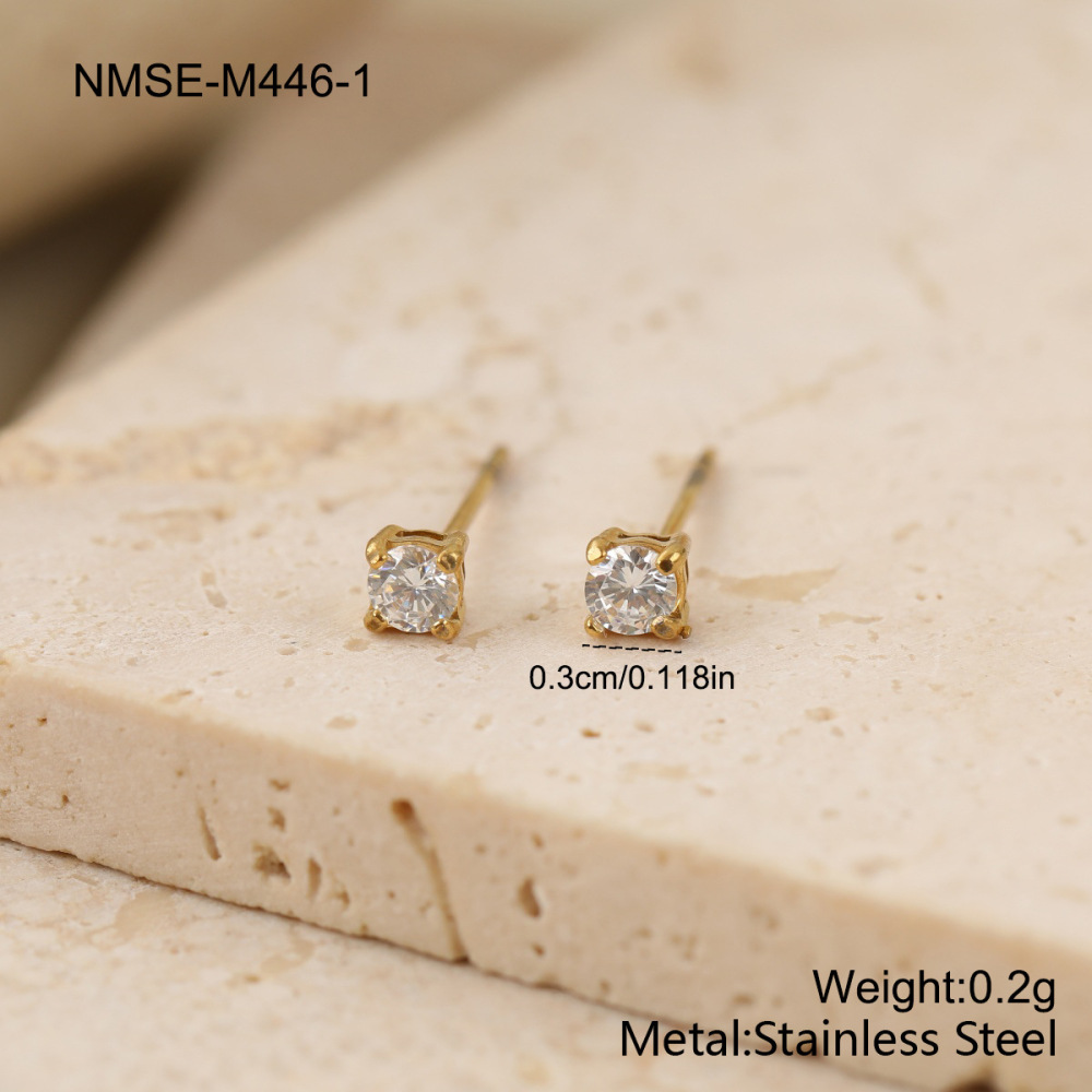 Boucles D'Oreilles Puces Pour Femme, Style Simple Et Luxueux, En Acier Inoxydable Étanche, Couleur Or.