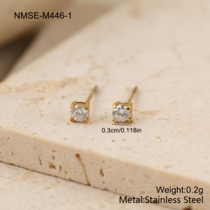 Boucles D'Oreilles Puces Pour Femme, Style Simple Et Luxueux, En Acier Inoxydable Étanche, Couleur Or. h5