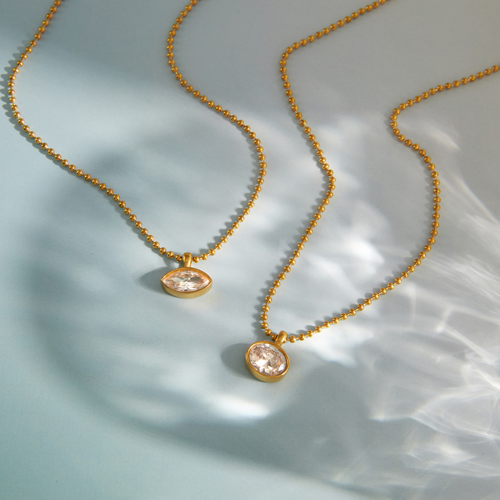 Colliers Pendentifs Pour Femmes En Forme De Cœur Goutte Simple, En Acier Inoxydable Étanche, Couleur Or Et Zircon. Image6