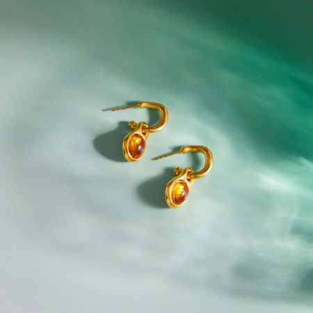 Boucles d'oreilles pendantes rétro en résine dorée pour femmes