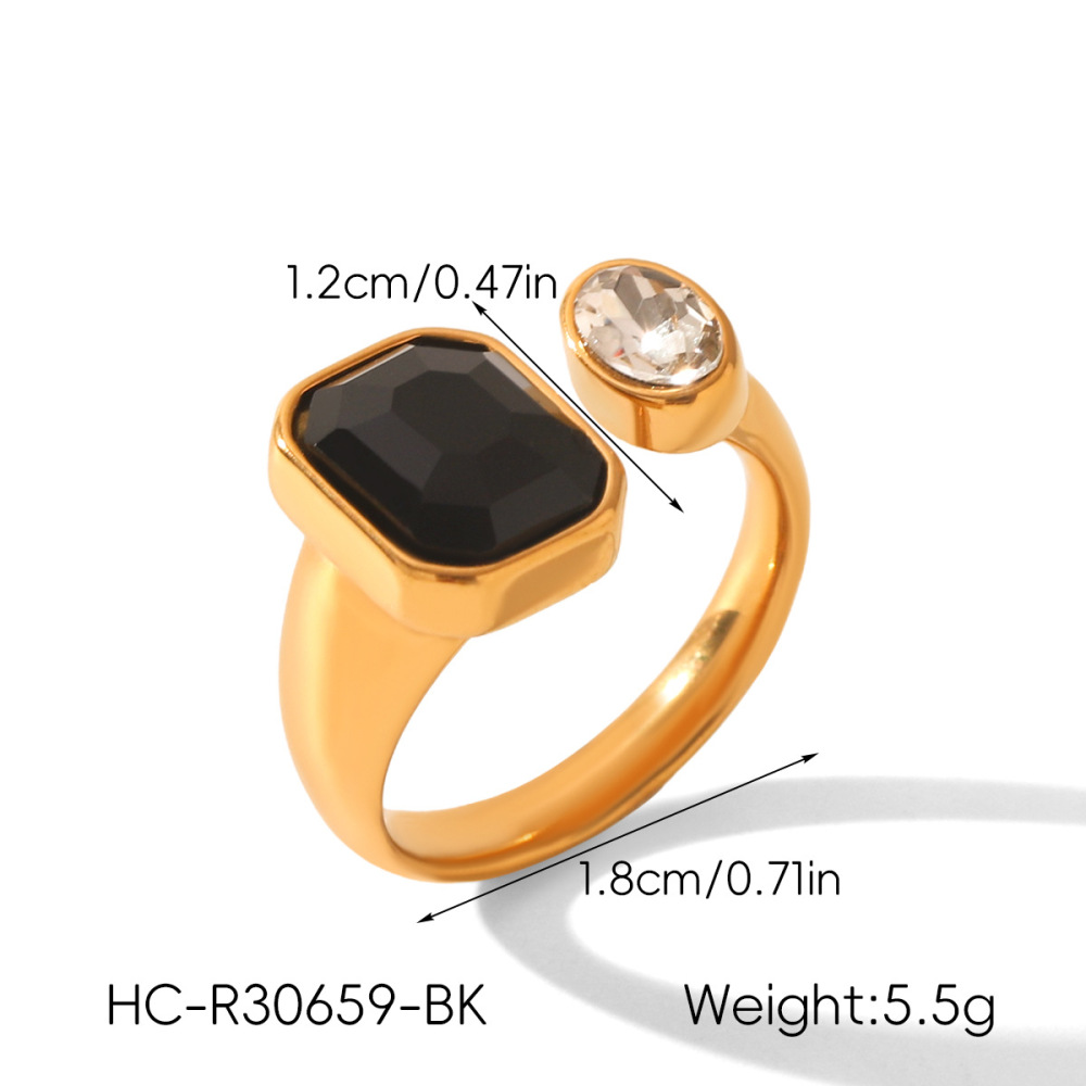 Bagues Pour Femmes En Acier Inoxydable De Luxe, Étanches, Couleur Or, Serties De Zircon Et De Pierres Précieuses. Image2
