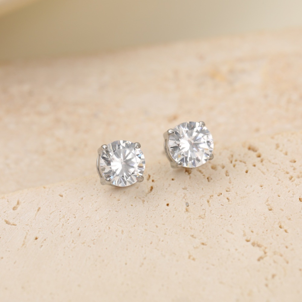 Boucles D'Oreilles Puces Pour Femme, Style Simple Et Luxueux, En Acier Inoxydable Étanche, Couleur Or. h5Image4