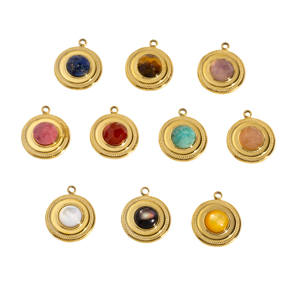 Pendentifs Ronds Simples En Pierres Naturelles Pour Femmes, À Faire Soi-Même h5Image4