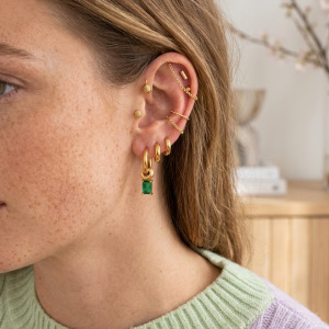 Boucles D'Oreilles Pendantes Pour Femme, Simples Et Rondes, En Acier Inoxydable, Étanches, Couleur Or, Avec Zircon. h5 Image3