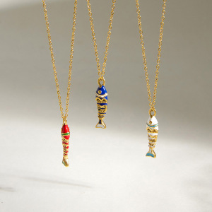 Colliers Pendentifs Pour Femmes En Acier Inoxydable, Couleur Or, Motif Poisson Émaillé, Motif Vacances h5 Image3