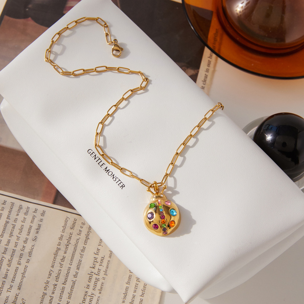Colliers Pendentifs Pour Femmes En Acier Inoxydable, Couleur Or, Avec Strass, En Forme D'Insectes Mignons h5Image4