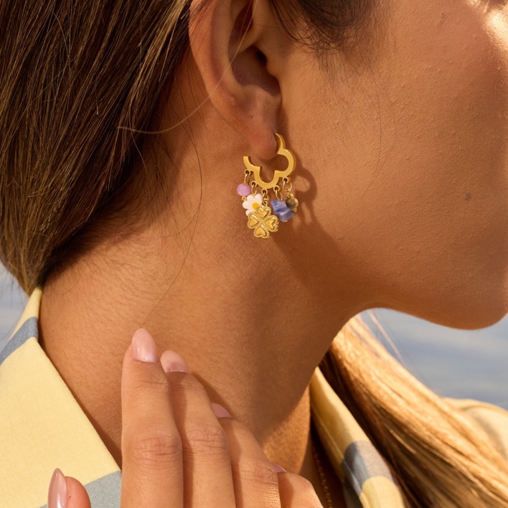Ensembles De Bijoux Pour Femmes Simple Series Daily Flower En Acier Inoxydable Étanche Couleur Or Image2