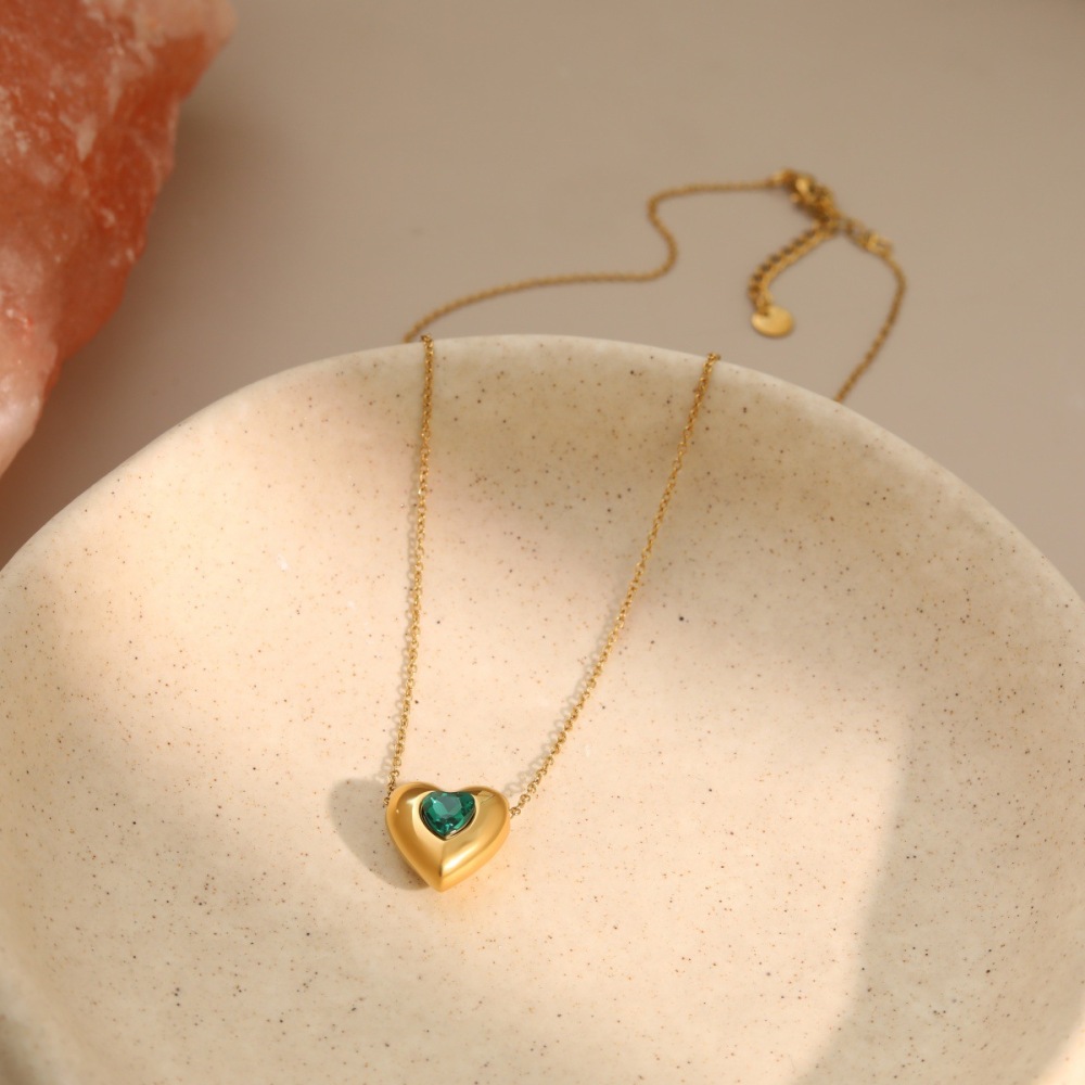 Collier Chaîne Cœur Simple Pour Femme, En Acier Inoxydable Étanche Couleur Or Image3