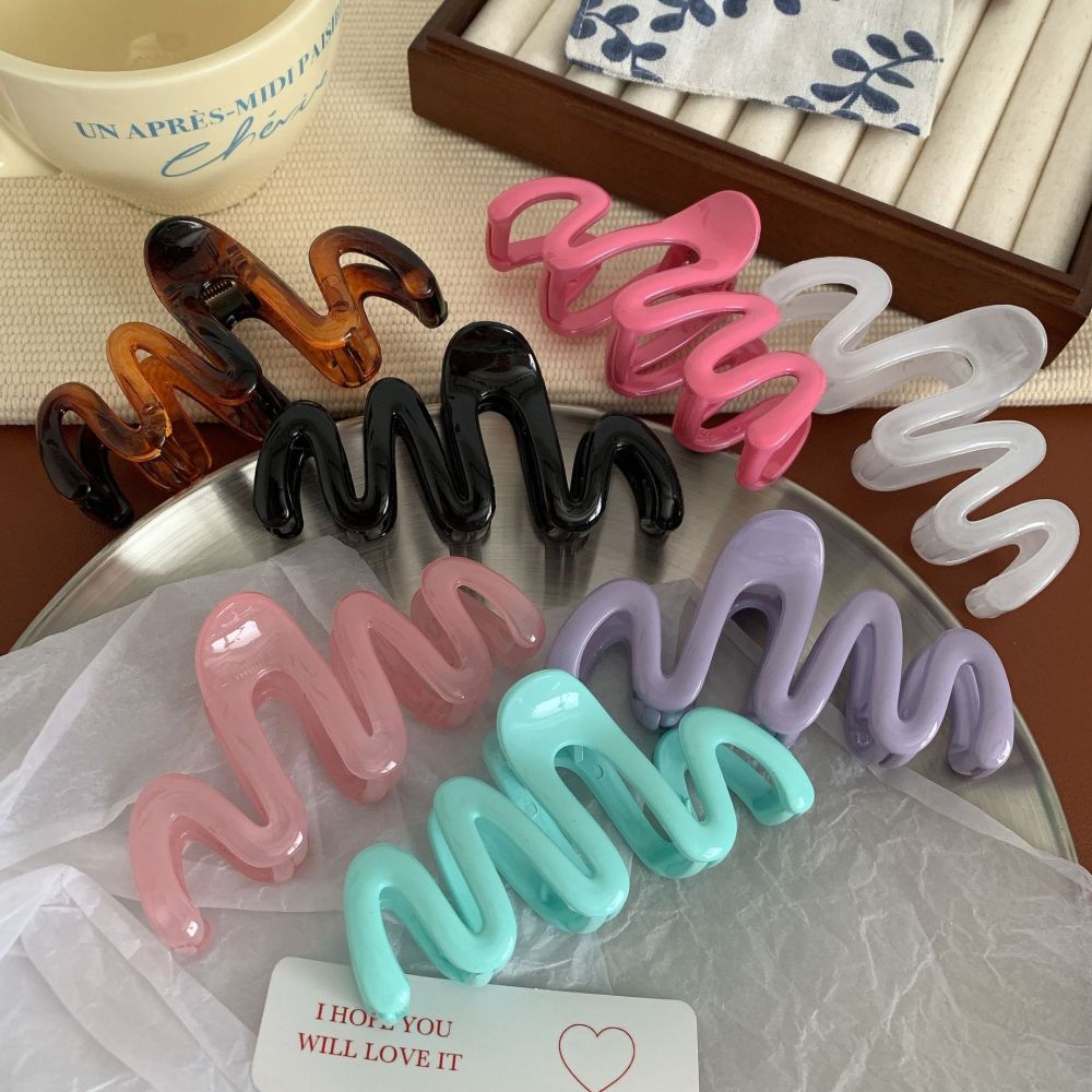 Pinces À Cheveux Pour Femmes En Pvc, Couleur Unie Douce, Série Simple Image4
