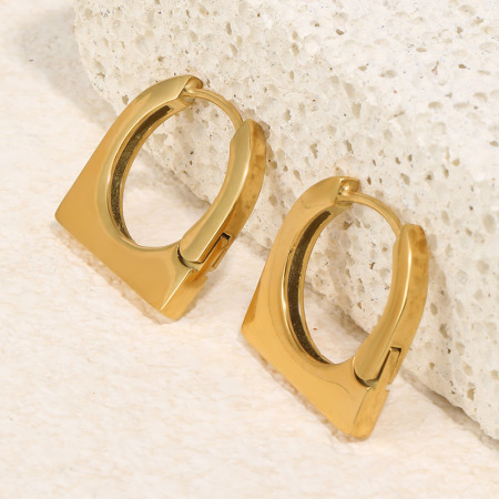 Boucles d'oreilles créoles pour femmes, en acier inoxydable, étanches, couleur or, forme simple de cadenas 2