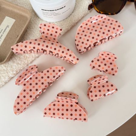 Pinces à cheveux pour femmes en PVC à pois mignons, collection Simple Series