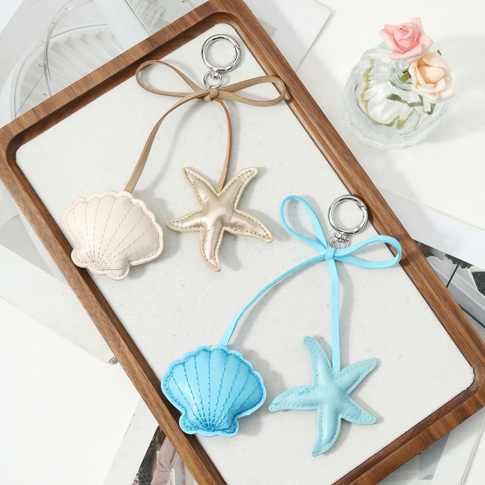 Porte-Clés En Cuir En Forme De Coquillage Et D'Étoile De Mer Pour Vos Vacances Image3