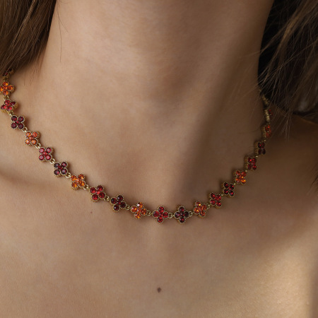 Ensembles de colliers pour femmes, romantiques et élégants, en acier inoxydable, imperméables, couleur or, ornés de cristaux et de motifs de trèfle.