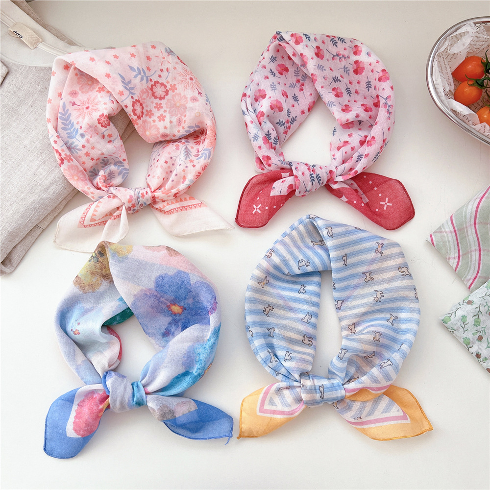 Écharpes D'Été Pour Femmes En Coton Multicolore À Fleurs Douces h5Image3