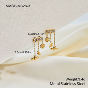 Boucles D'Oreilles Pendantes Pour Femmes Simple Series Daily Flower Wings En Acier Inoxydable Étanche Couleur Or h5