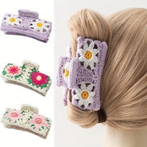 Pinces À Cheveux Pour Femmes En Tissu À Motif Floral Fraise Multicolore, Collection Romantique h5 Image2