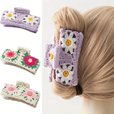 Pinces à cheveux pour femmes en tissu à motif floral fraise multicolore, collection romantique 2