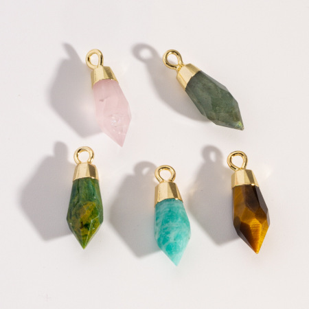 Pendentifs pour femmes en pierre naturelle couleur or, forme irrégulière rétro, dégradé de couleurs. 2