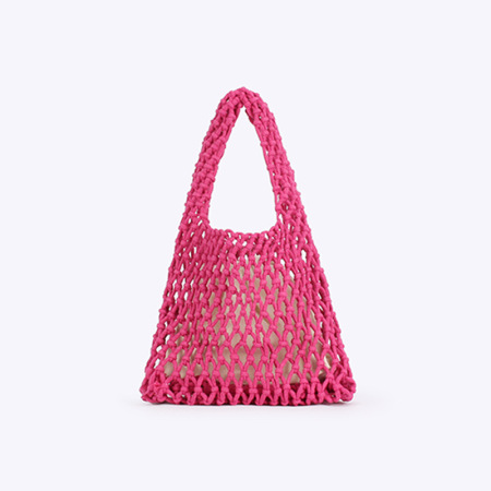 Sac de plage femme en corde de coton tissée, couleur unie, style vacances