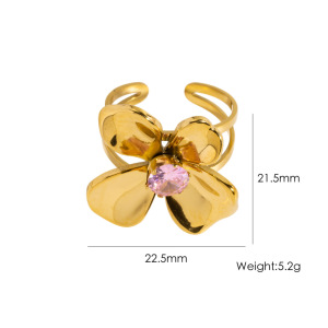 Bagues Pour Femmes Luxueuses Et Élégantes En Acier Inoxydable Doré, Ornées De Zircon Et De Fleurs. Elles Sont Imperméables. Elles Sont Serties De Zircon. h5 