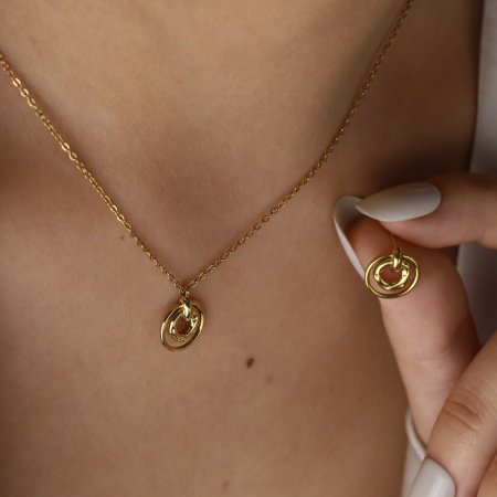 Ensembles de colliers pour femmes en acier inoxydable imperméable, couleur or, à motif cercle simple