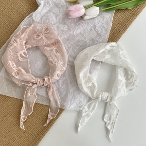 Écharpes D'Été Pour Femmes En Dentelle Ajourée, Unies, À Motif Floral Romantique h5 Image3