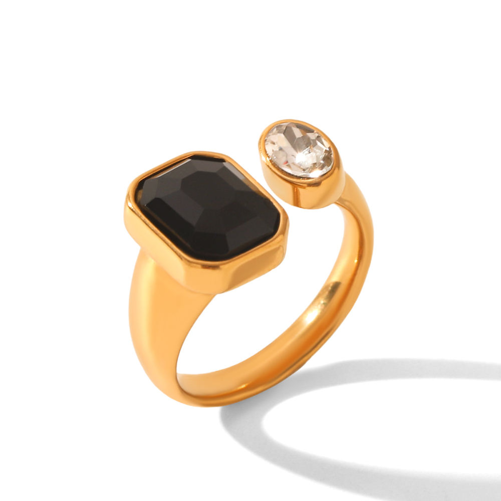 Bagues Pour Femmes En Acier Inoxydable De Luxe, Étanches, Couleur Or, Serties De Zircon Et De Pierres Précieuses.