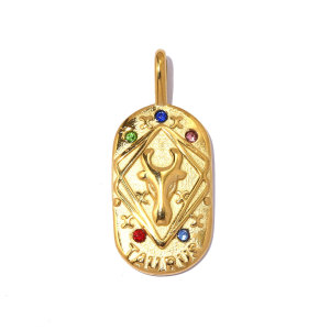 Pendentifs Pour Femmes, Collection Classique, Forme Rectangulaire, Constellation, En Acier Inoxydable Étanche, Couleur Or h5 Image2