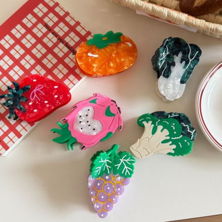 Feuille d'acétate imitation fruits mignons de la série Simple - Pinces à cheveux pour femmes