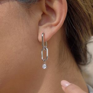 Boucles D'Oreilles Pendantes Pour Femme, Simples Et Rondes, En Acier Inoxydable, Étanches, Couleur Or, Avec Zircon. h5 Image2