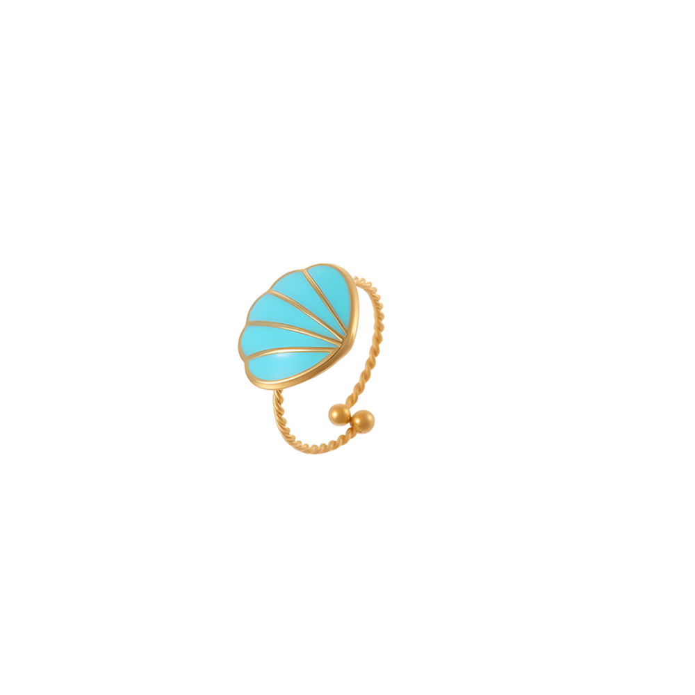 Bagues Tendance Simple Series Daily Shell En Acier Inoxydable Étanche Couleur Or Image5